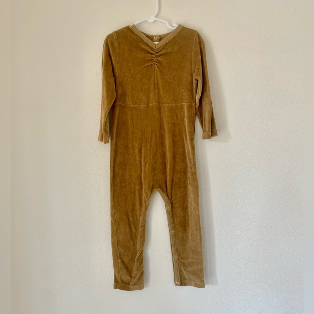 • Kate quinn• mustard velvet one piece romper